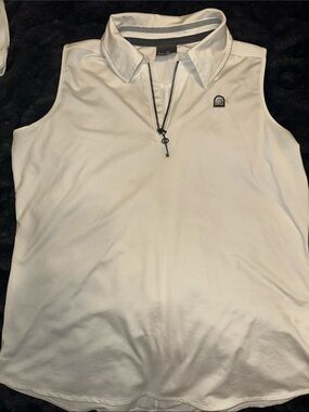 Belyn Key White Polo with Black Trim and Zip